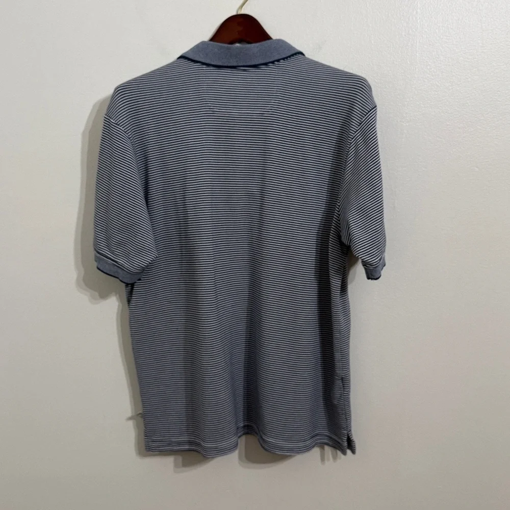 TOMMY BAHAMA Polo Shirt Mens Large Blue White Stripe Business Coastal Adult